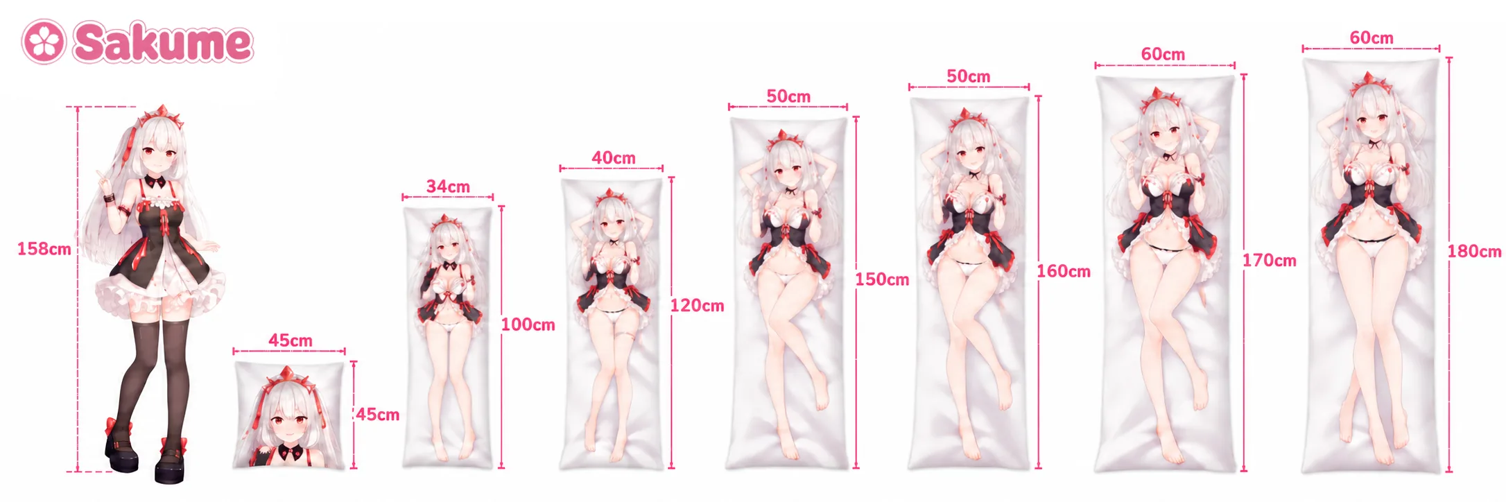 Misure dakimakura a confronto in scala